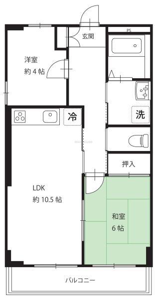 鷺沼ニューハイツ(2LDK/2階)の間取り写真