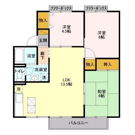 サンハイツ(3LDK/1階)の間取り写真