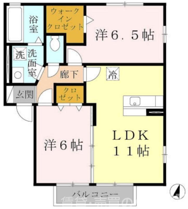 パストラル福田(2LDK/1階)の間取り写真
