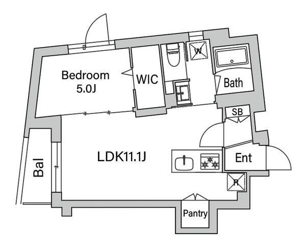 GRANDUO経堂14(1LDK/2階)の間取り写真