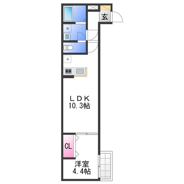 FSTYLE高見の里2号館(1LDK/1階)の間取り写真