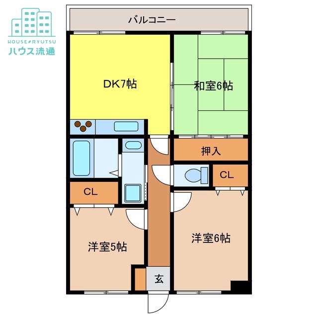 リバ-山王(3DK/2階)の間取り写真