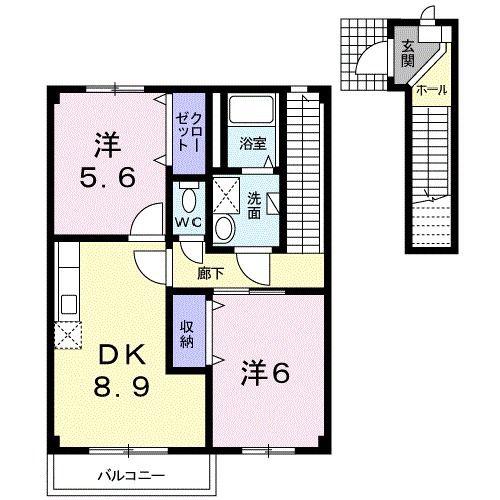 ブリッサ(2DK/2階)の間取り写真
