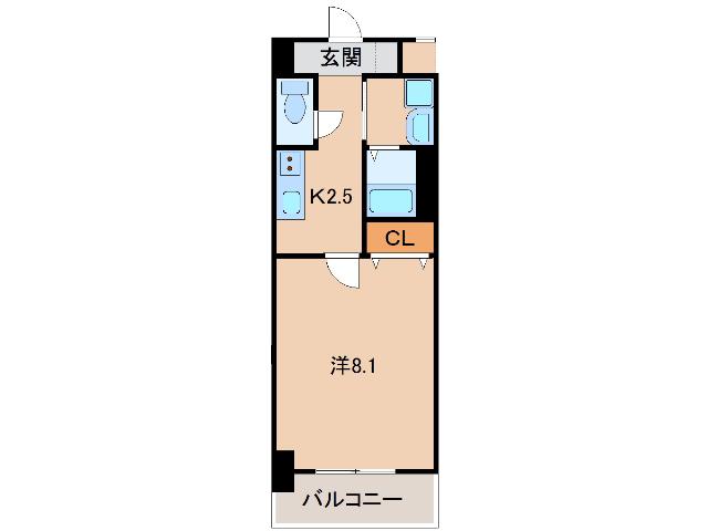 シャルマンフジ和歌山駅前(1K/8階)の間取り写真