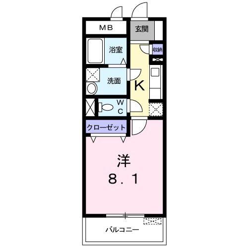 ミニョンメゾンジュジュ(1K/3階)の間取り写真