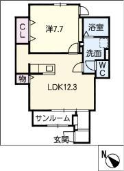 アントレッド(1LDK/1階)の間取り写真