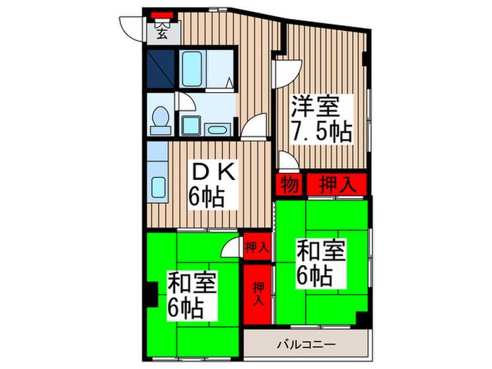 西村マンション(3DK/2階)の間取り写真