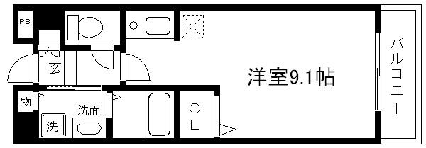 ビューティー藤ノ木(1K/2階)の間取り写真