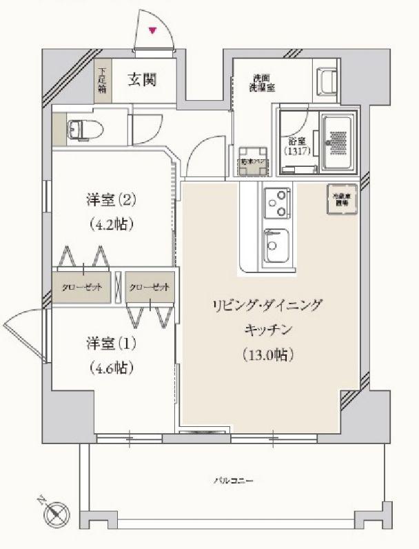 プライマル月島(2LDK/10階)の間取り写真