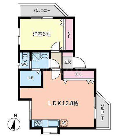 ハイライフ石上(1LDK/2階)の間取り写真