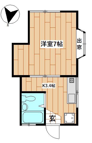 白樺ハイツ(1K/1階)の間取り写真