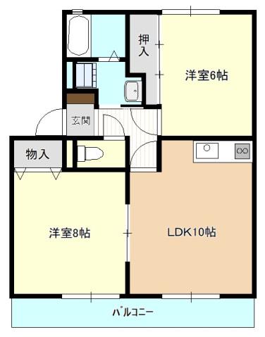 サンガーデン荒谷B棟(2LDK/1階)の間取り写真