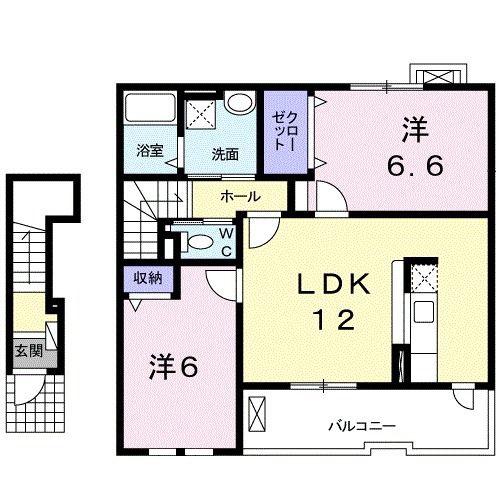 エテルノ イーリス(2LDK/2階)の間取り写真