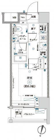ラドゥセール吉野町(1K/6階)の間取り写真