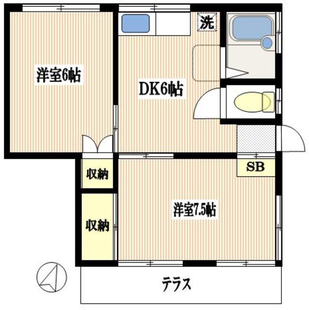 コーポ福寿(2DK/1階)の間取り写真