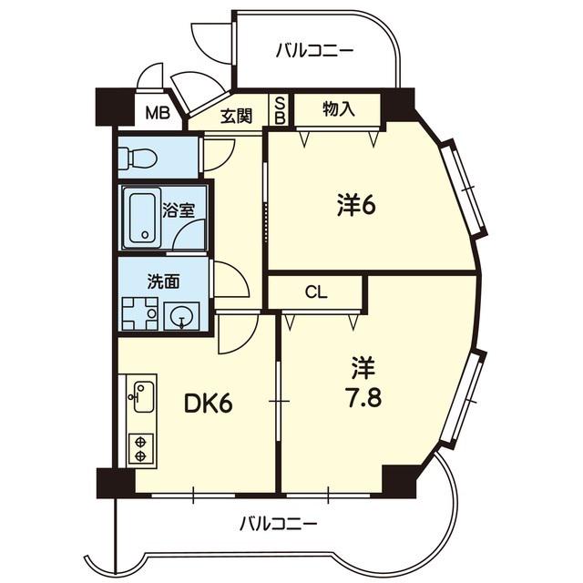 サンセゾンVI(2DK/5階)の間取り写真