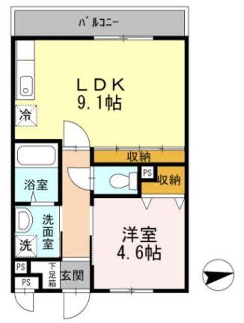 メゾンクレール(1LDK/3階)の間取り写真