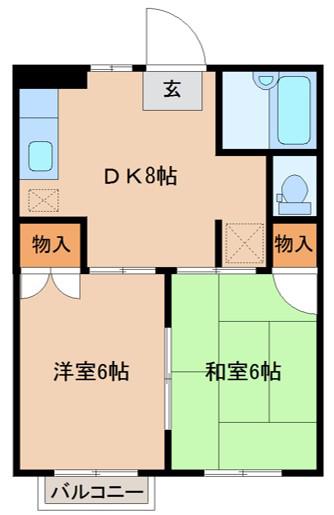 ソレイユ金剛沢(2DK/2階)の間取り写真
