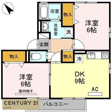 インペリアル神原 A(2DK/2階)の間取り写真
