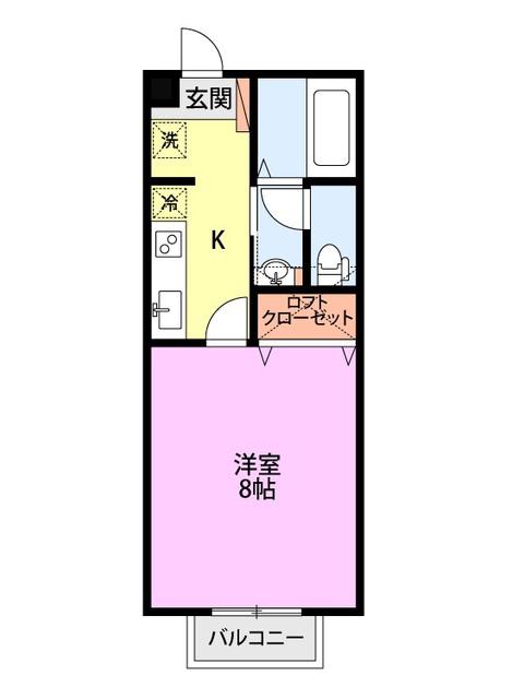 ボヌール(1K/2階)の間取り写真