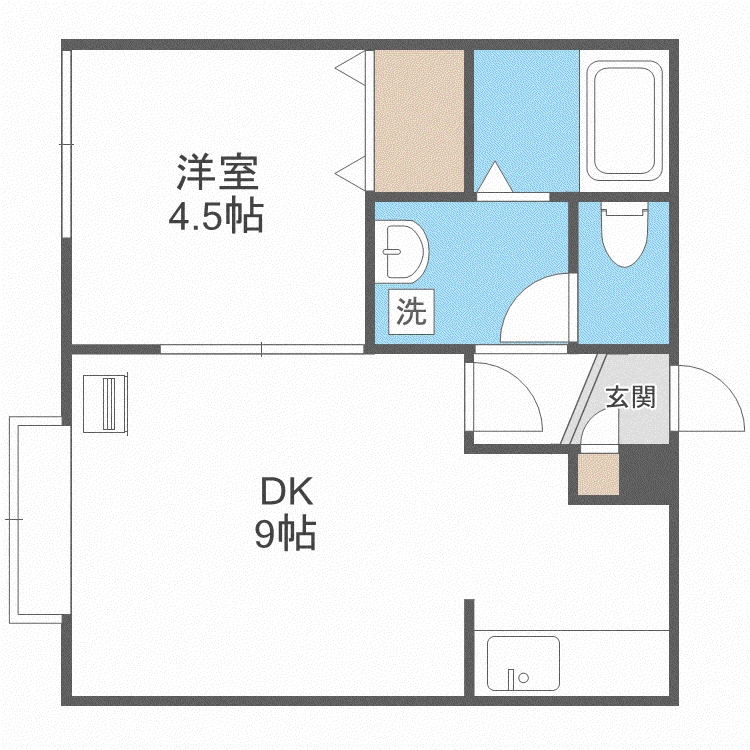 エルムーン月寒中央(1LDK/2階)の間取り写真