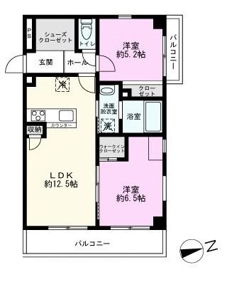 ウッドヒルズII(2LDK/3階)の間取り写真
