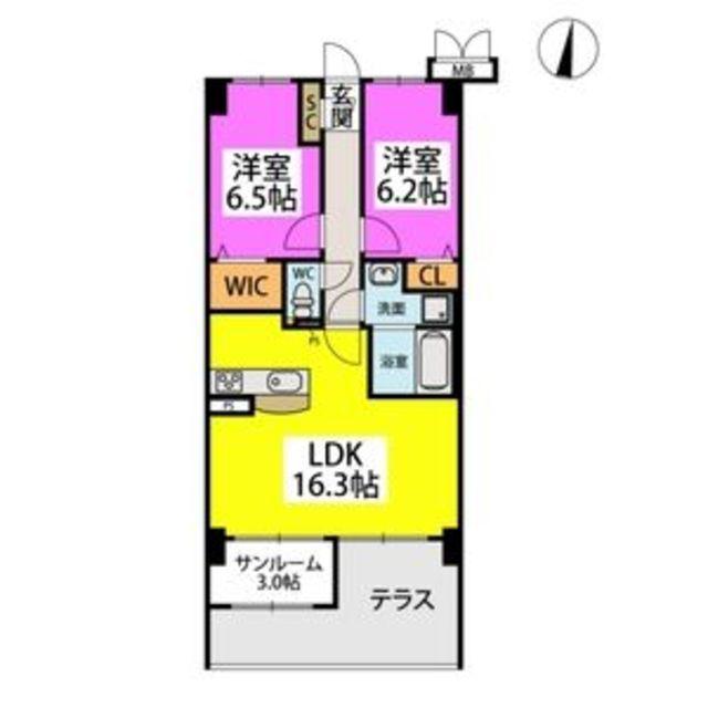 VEGALIGHT別府(2LDK/1階)の間取り写真