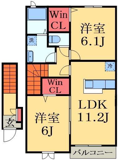 エアリーV(2LDK/2階)の間取り写真