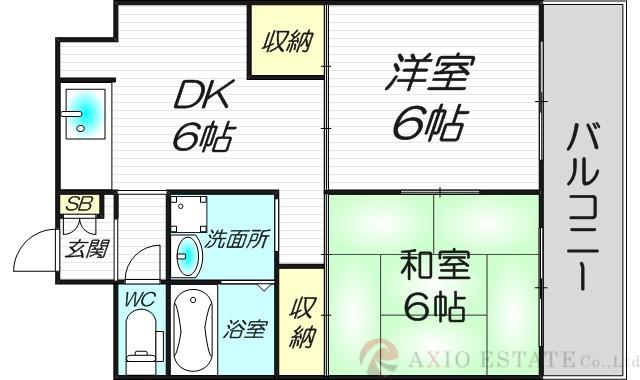 サンホワイティ豊(2DK/6階)の間取り写真