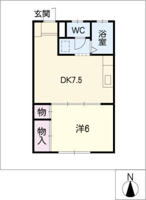 フォータイムス(1DK/1階)の間取り写真