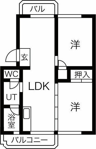 たかさごコーポラス碧南(2LDK/5階)の間取り写真
