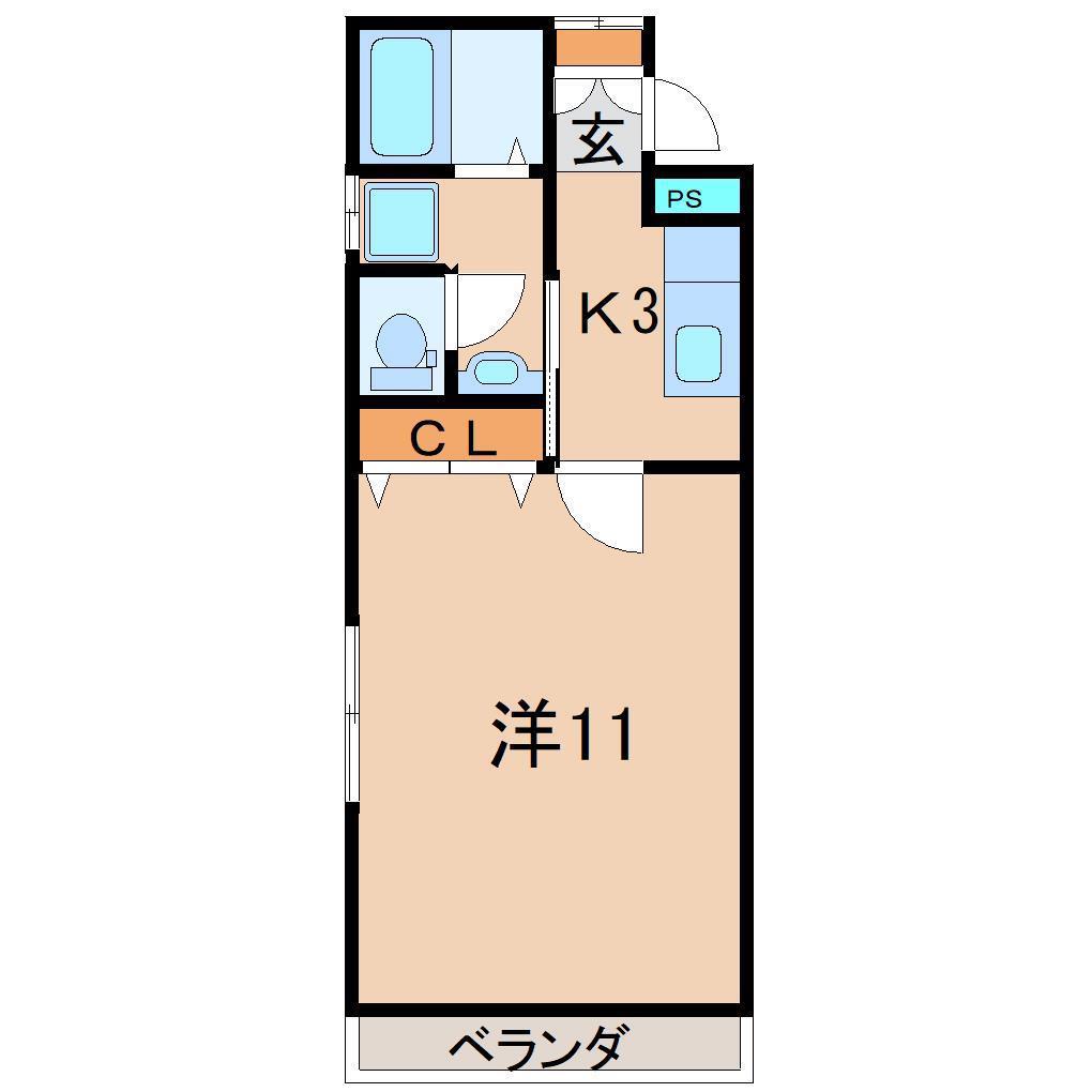 フローラル山下(1K/1階)の間取り写真