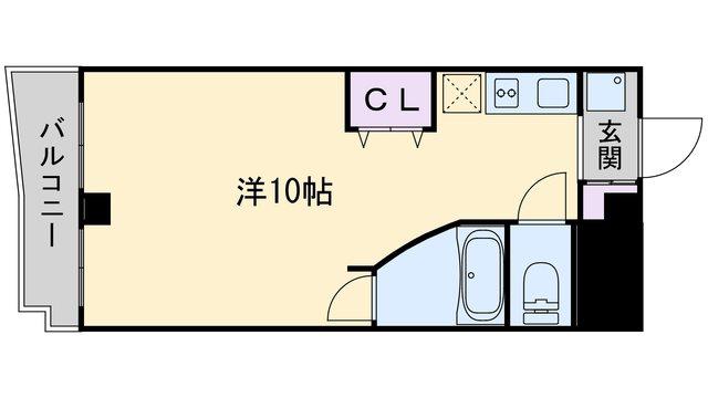 ルエメゾンロワール西新(ワンルーム/1階)の間取り写真