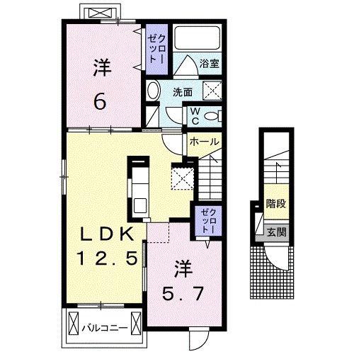 エトワール フィクス(2LDK/2階)の間取り写真