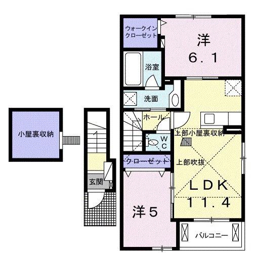 ウエストサニーガーデン(2LDK/2階)の間取り写真