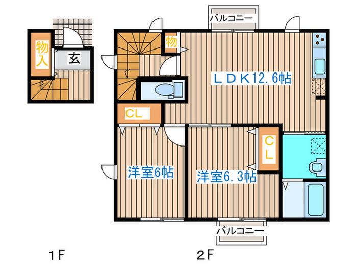 オーシャンヴィラII(2LDK/2階)の間取り写真