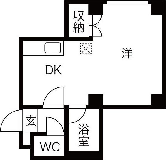 メルハープ中の島(1DK/3階)の間取り写真