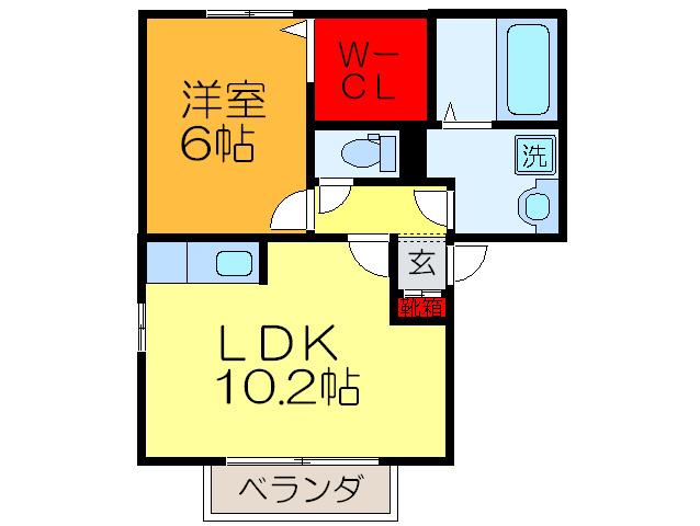 第6ウエスタンハイツ(1LDK/2階)の間取り写真