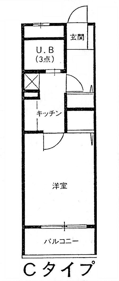 宮武マンション(1K/3階)の間取り写真