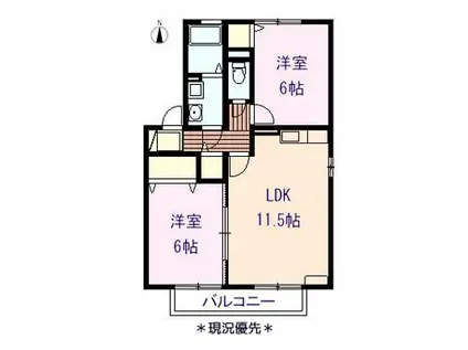 グランディールT(2LDK/1階)の間取り写真