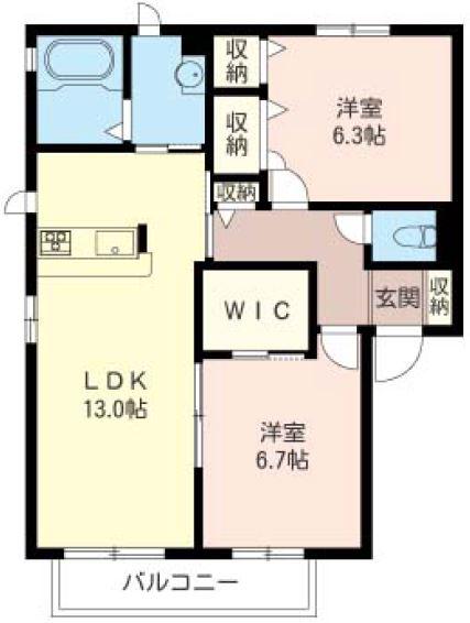 アドニスC(2LDK/1階)の間取り写真