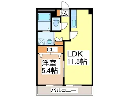 LS西松江城(1LDK/1階)の間取り写真