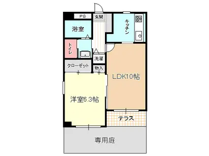 シャテーヌ春日部(1LDK/1階)の間取り写真