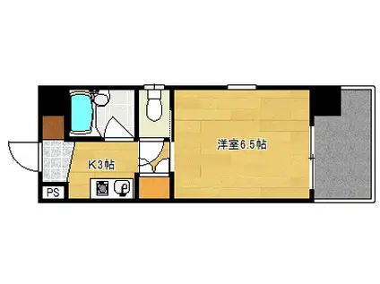 アクアサイドみささ(1K/3階)の間取り写真