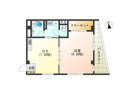 コンフォート蒲田(1DK/2階)の間取り写真