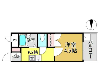 グローバル高田(1K/5階)の間取り写真