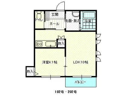 カーサ グローリア(1LDK/2階)の間取り写真