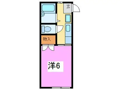 フェリチタ福井(1K/2階)の間取り写真