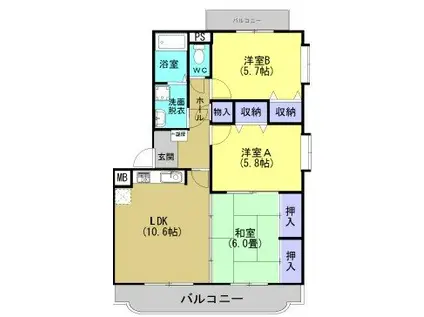 ユーミーアグリ・S(3LDK/4階)の間取り写真
