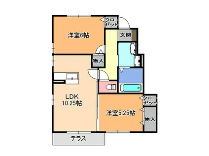 プレフェリートC(2LDK/1階)の間取り写真